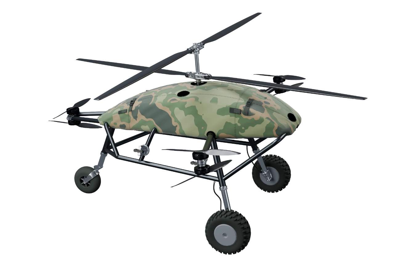 TAMML aircraft with coaxial rotors, an open cargo bay and wheeled landing gear