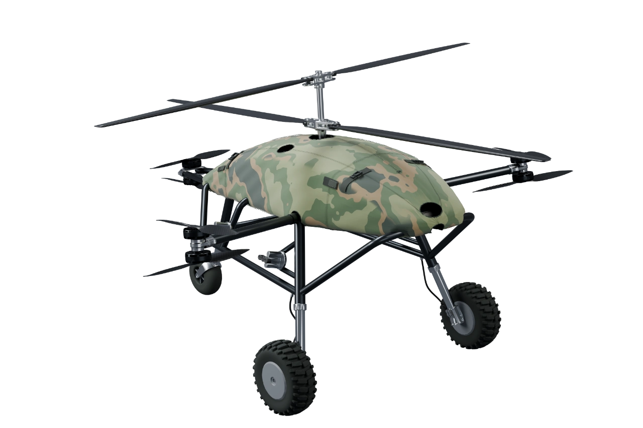 TAMML aircraft with coaxial rotors, an open cargo bay and wheeled landing gear