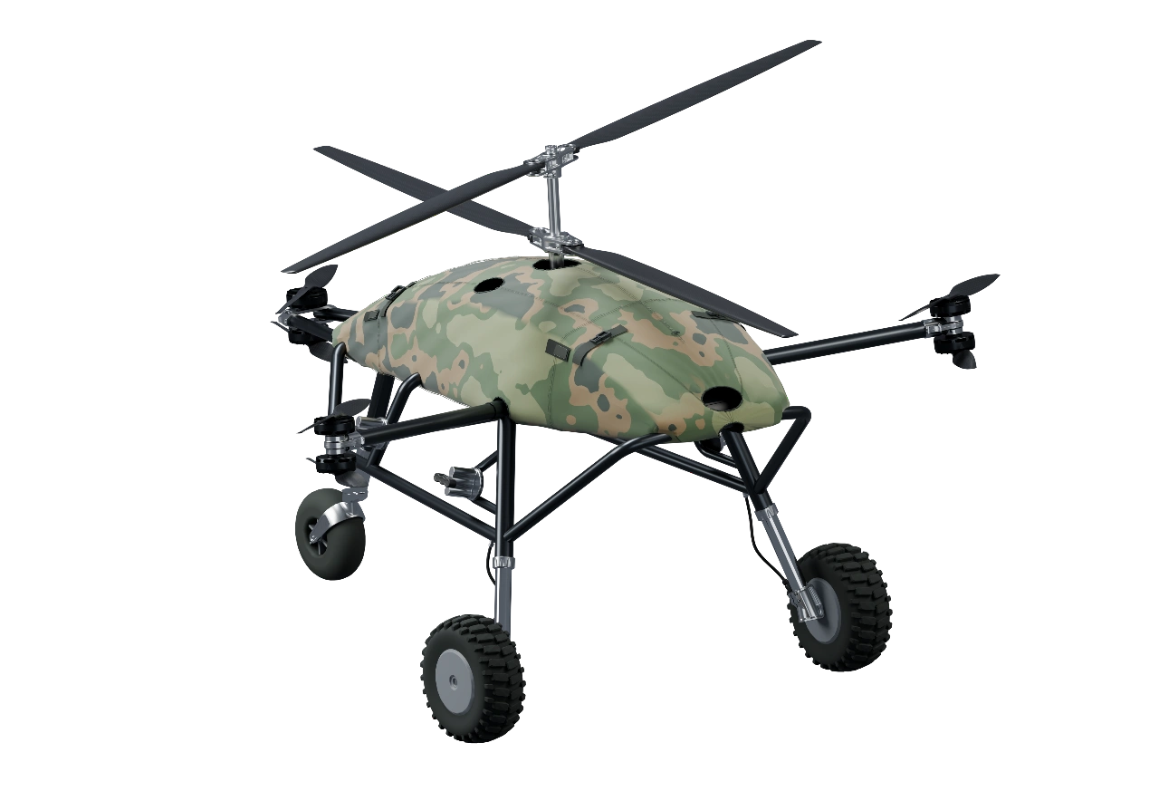 TAMML aircraft with coaxial rotors, an open cargo bay and wheeled landing gear